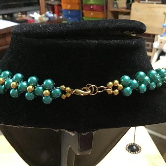 women's gold metal necklace faux pearls & lobster claw clasp about 20" ... PN-99 - Picture 6 of 6